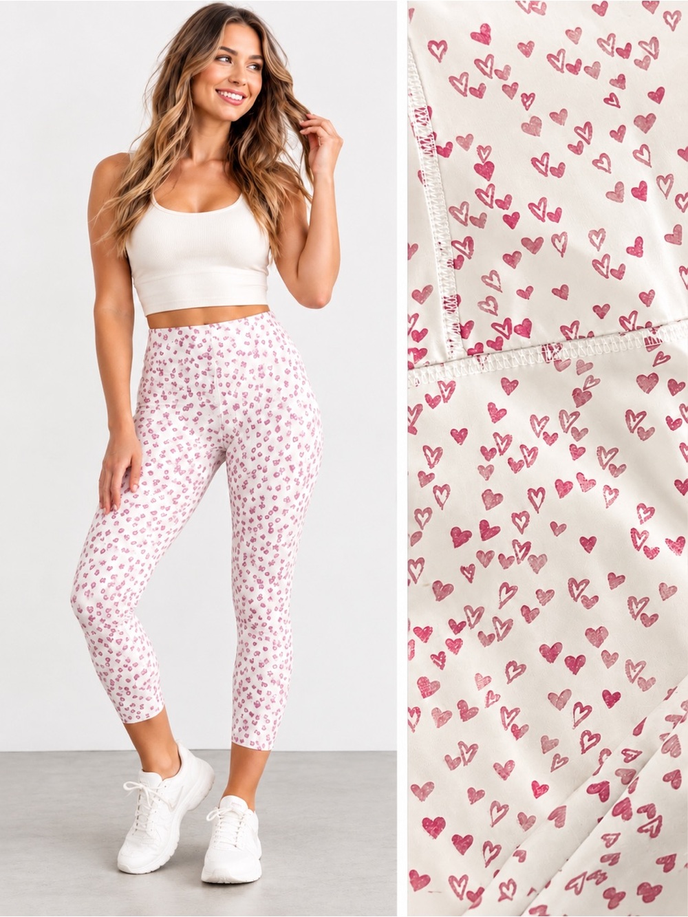 Leggings Hearts Print Full Length and Tummy control by Define your inspiration